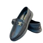 Men's Premium Black Metal Accent Loafers