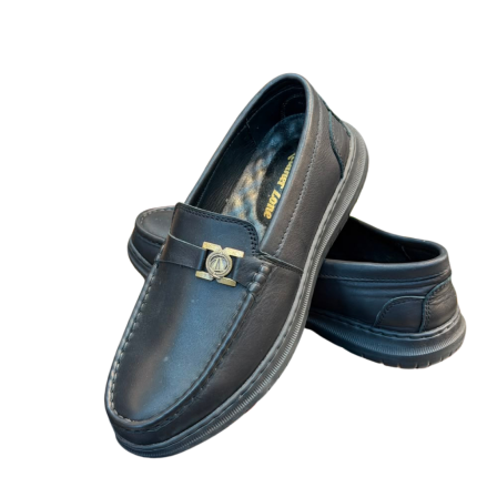 Men's Premium Black Metal Accent Loafers