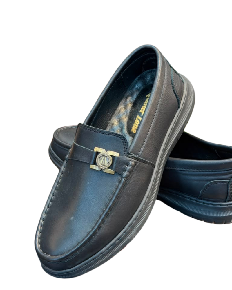 Men's Premium Black Metal Accent Loafers
